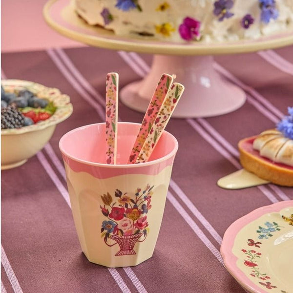 Melamine Cup with Nathalie Lété Print - Medium - Neon Pink - 250 ml