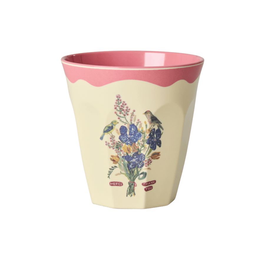 Melamine Cup with Nathalie Lété Print - Medium - Neon Pink - 250 ml