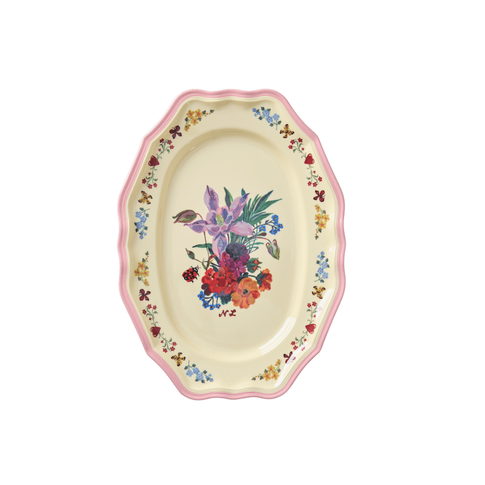 Melamine Vintage Serving Dish with Nathalie Lété Print - Pink - Small