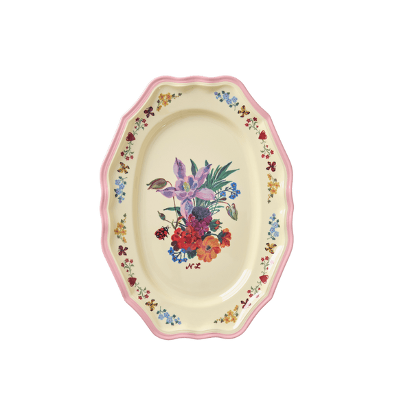 Melamine Vintage Serving Dish with Nathalie Lété Print - Pink - Small