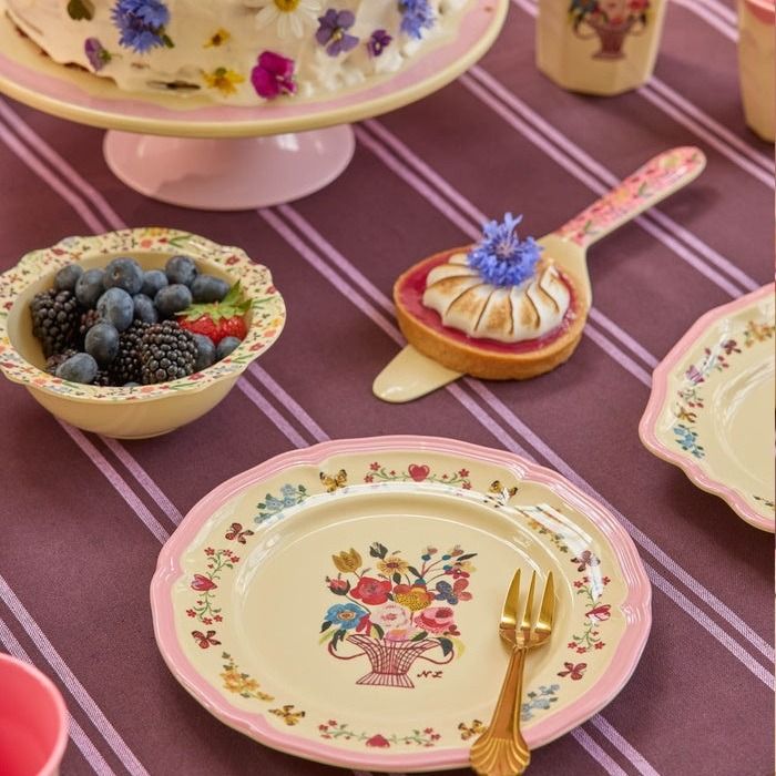 Melamine Vintage Side Plate with Nathalie Lété Print - Pink
