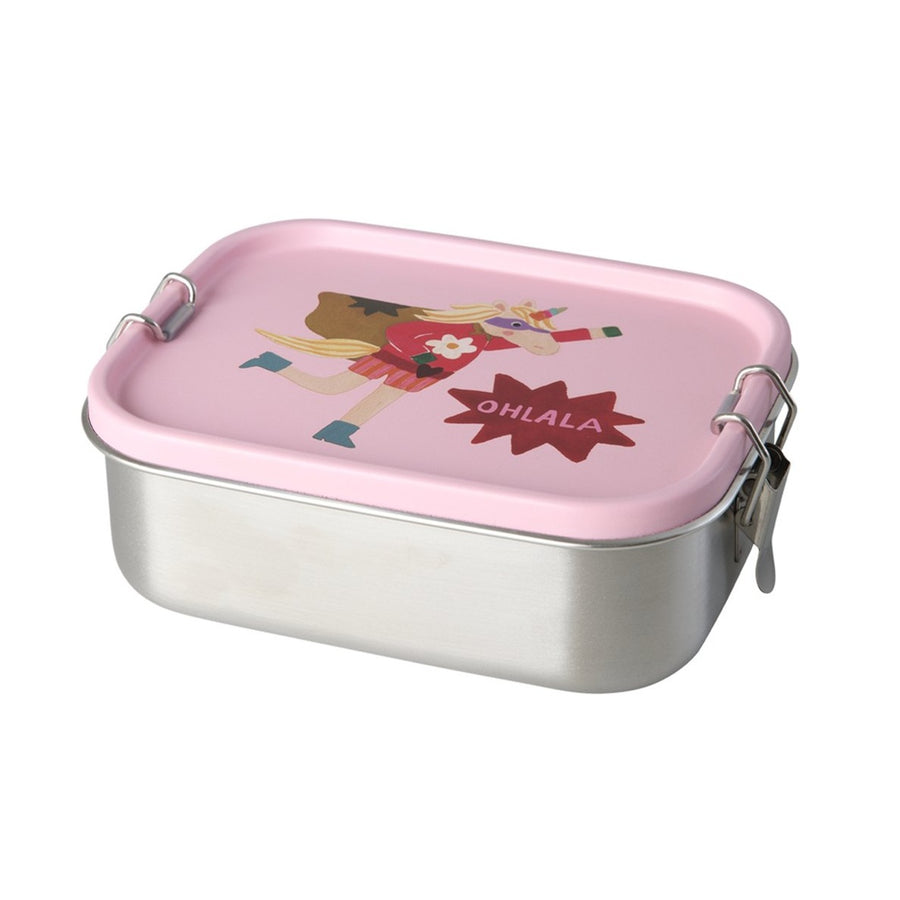 Stainless Steel Lunchbox with Moveable Divider and Hero Print - Pink - Small - 800 ml