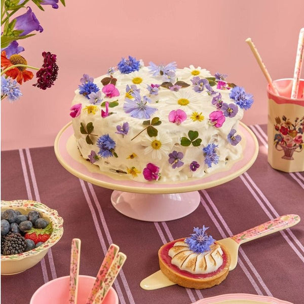 Melamine Cake Stand with Nathalie Lété Print - Low - Pink