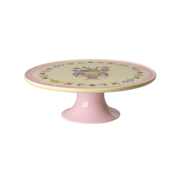 Melamine Cake Stand with Nathalie Lété Print - Low - Pink