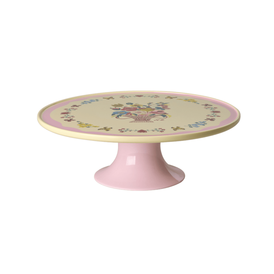 Melamine Cake Stand with Nathalie Lété Print - Low - Pink