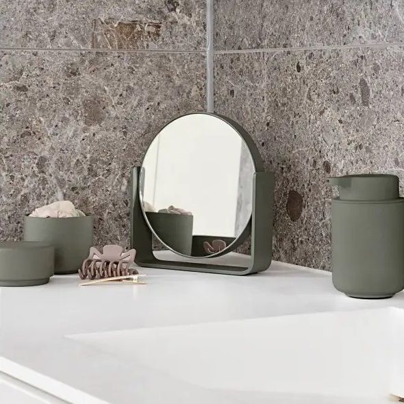 Table Mirror w. 5x magnification Ume Olive green