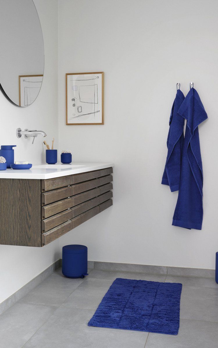 Bath mat Tiles Indigo Blue