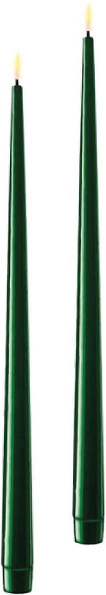 Dark green led shiny dinner candle d 22 * 38 cm (2 pcs.)