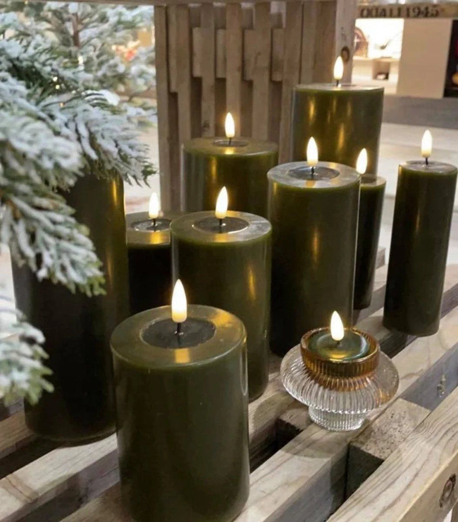 Dark green led candle d 10 * 10 cm