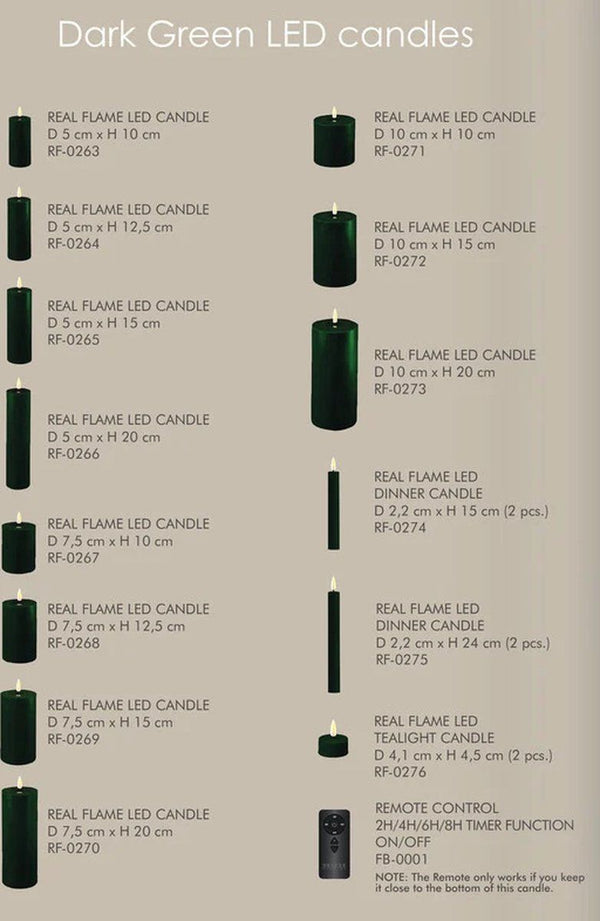 Dark green led candle d 10 * 10 cm