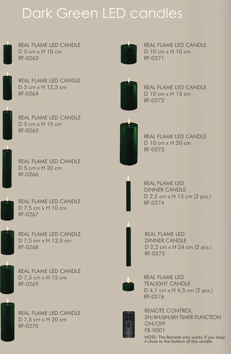 Dark green led candle d 10 * 10 cm