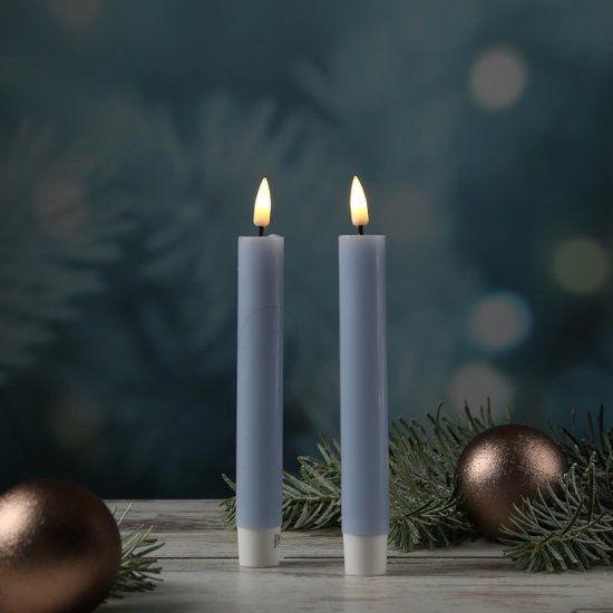 Real Flame Dinner candle 2 pcs (15 cm) Dust blue
