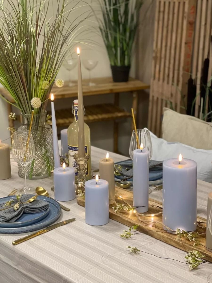 Real Flame Shiny Dinner candle 2 pcs (28 cm) Dust blue