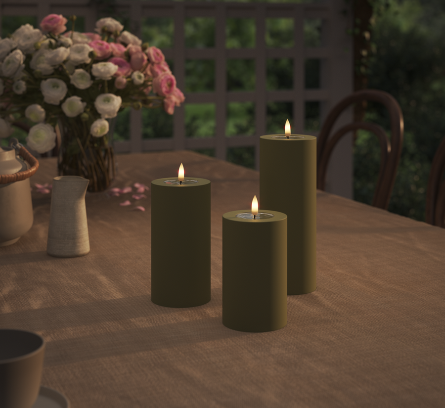 LED stompkaars outdoor 10x15 cm olijfgroen