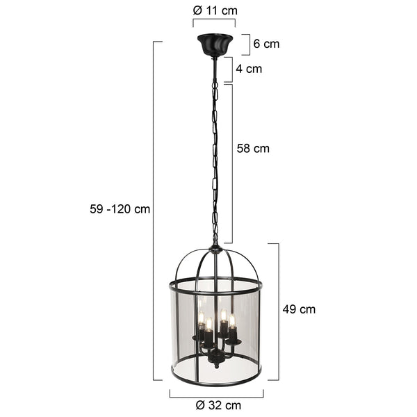 Hanglamp Pimpernel 5972ZW Zwart Ø25 4 x een E14 fitting