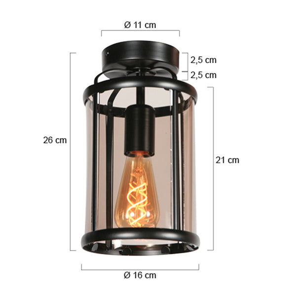 Plafondlamp Pimpernel 5973ZW Zwart Ø16 E27 fitting