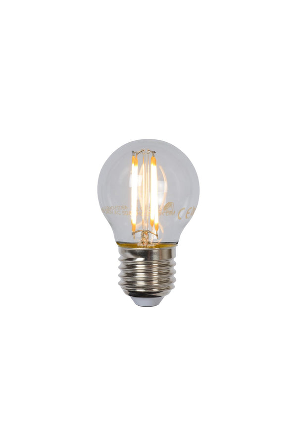 Lucide G45 dimbare LED-filamentlamp E27 Ø 4,5 cm, 4 W, 2700 K, transparant