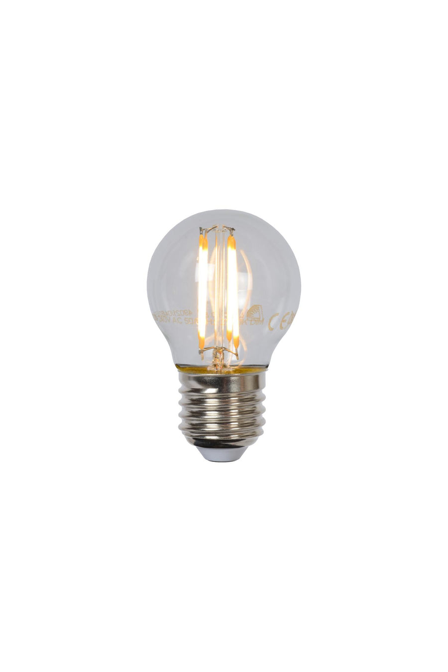 Lucide G45 dimbare LED-filamentlamp E27 Ø 4,5 cm, 4 W, 2700 K, transparant