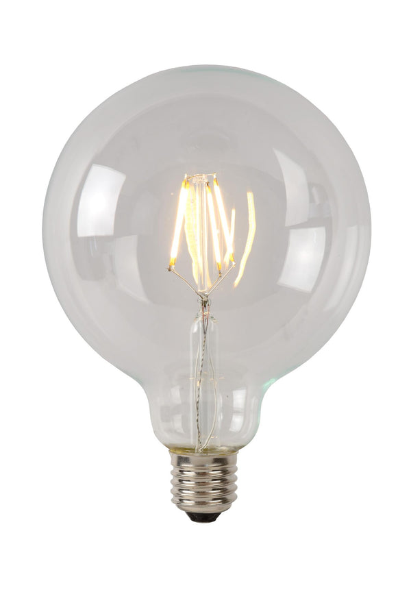 Lucide G125 Klasse B dimbare LED-filamentlamp E27 Ø 12,5 cm, 7 W, 2700 K, transparant