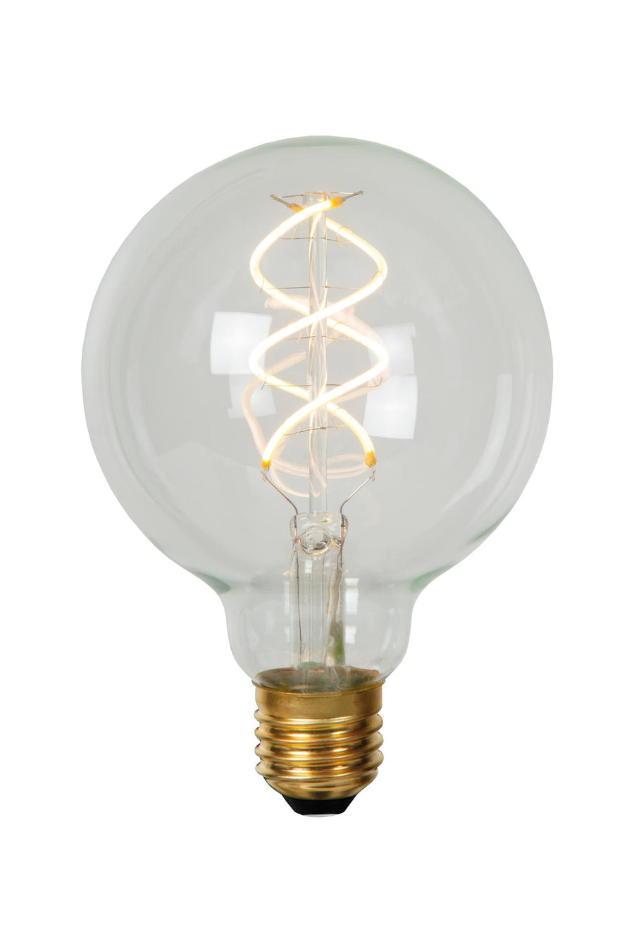 Lucide G95 dimbare LED-filamentlamp E27 Ø 9,5 cm, 4,9 W, 2700 K, transparant