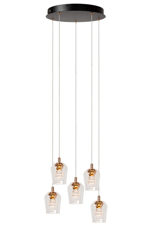 Lucide BERLIANE dimbare LED-hanglamp Ø 34 cm, 5 × 4 W, transparant