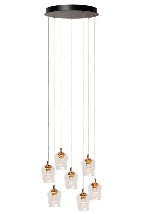 Lucide BERLIANE dimbare LED-hanglamp Ø 39 cm, 7 × 4 W, transparant