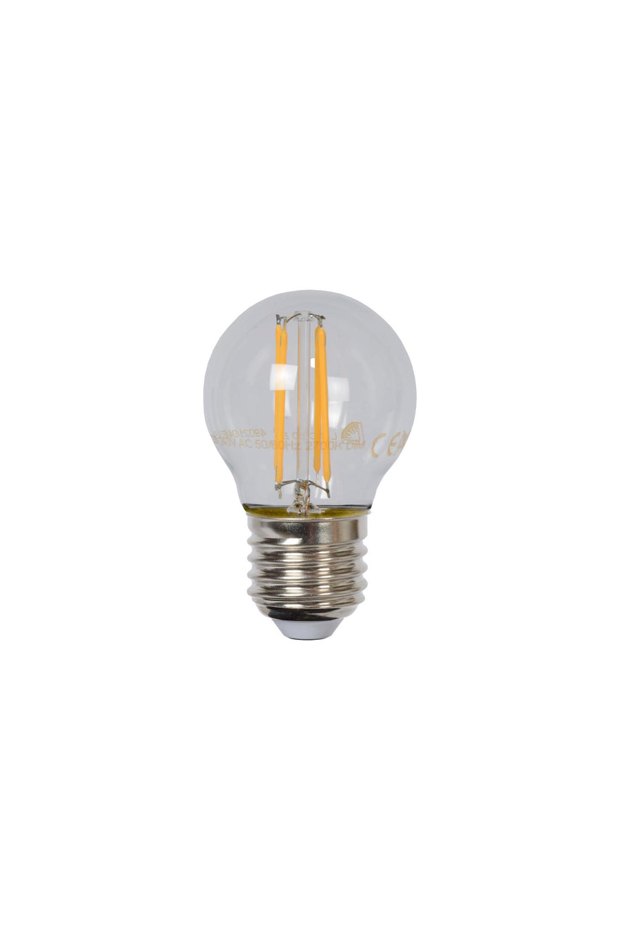 Lucide G45 dimbare LED-filamentlamp E27 Ø 4,5 cm, 4 W, 2700 K, transparant
