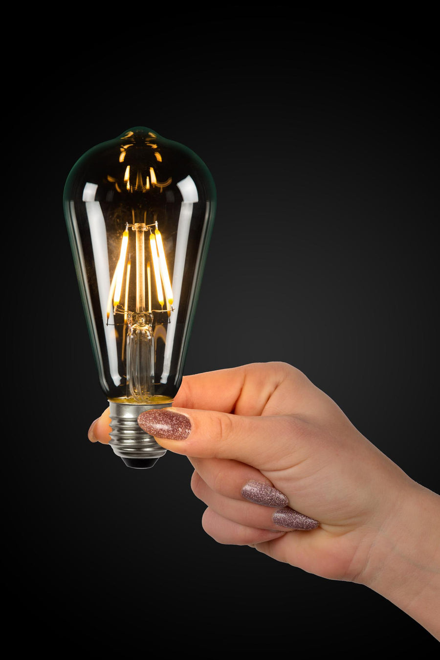 Lucide ST64 Klasse B dimbare LED-filamentlamp E27 Ø 6,4 cm, 7 W, 2700 K, transparant
