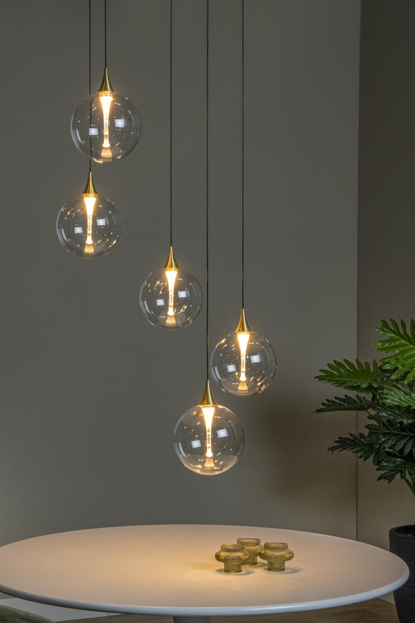 Lucide GISELA dimbare LED-hanglamp Ø 48 cm, 5 × 3,8 W, transparant