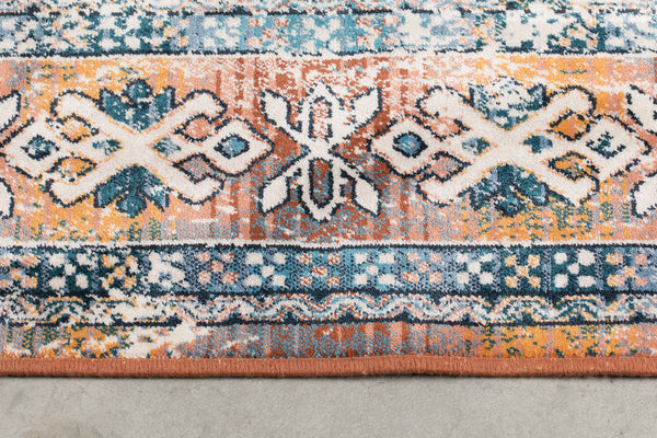 Vloerkleed Mahal Blauw/Baksteen 170x240