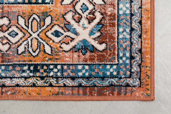 Vloerkleed Mahal Blauw/Baksteen 200x300