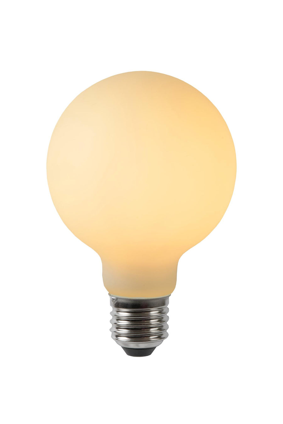 Lucide G80 dimbare LED-filamentlamp E27 Ø 8 cm, 4,9 W, 2700 K, opaal