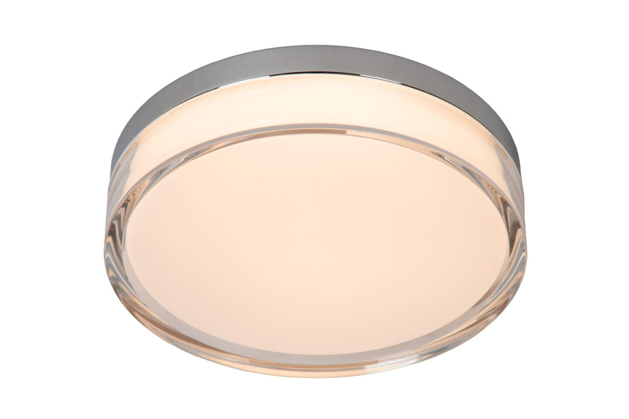 Lucide PLANO dimbare LED-plafondlamp voor de badkamer Ø 23 cm, 11 W, 2700–4000 K, IP44, opaal