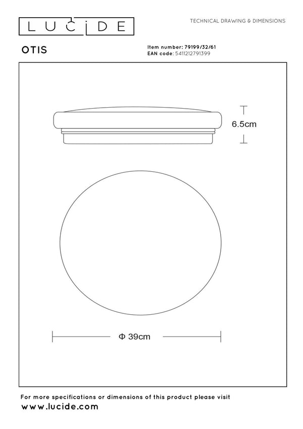 Lucide OTIS LED-plafondlamp Ø 39 cm, 32 W, opaal
