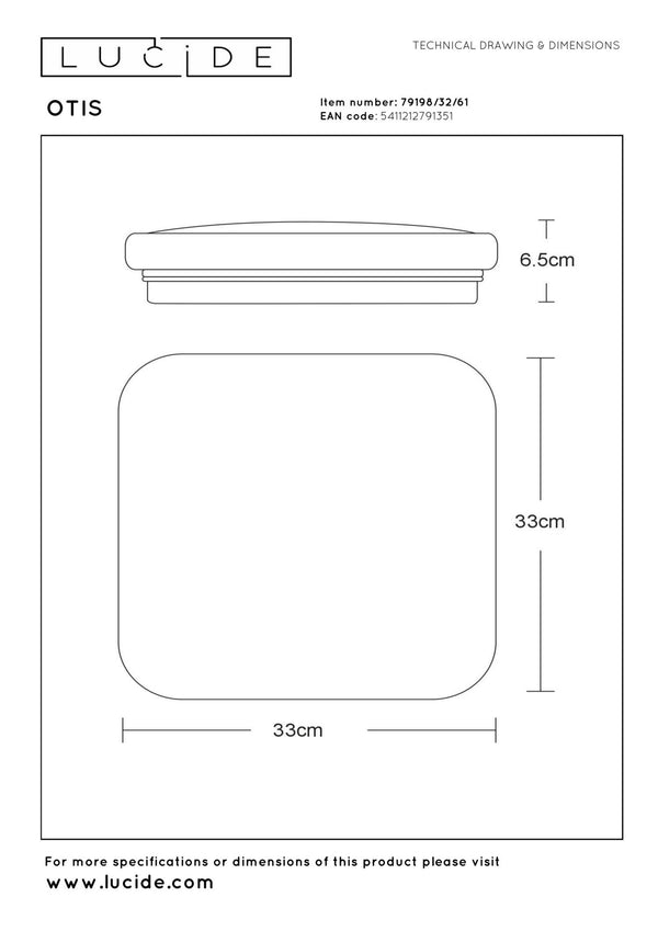 Lucide OTIS LED-plafondlamp 32 W, opaal