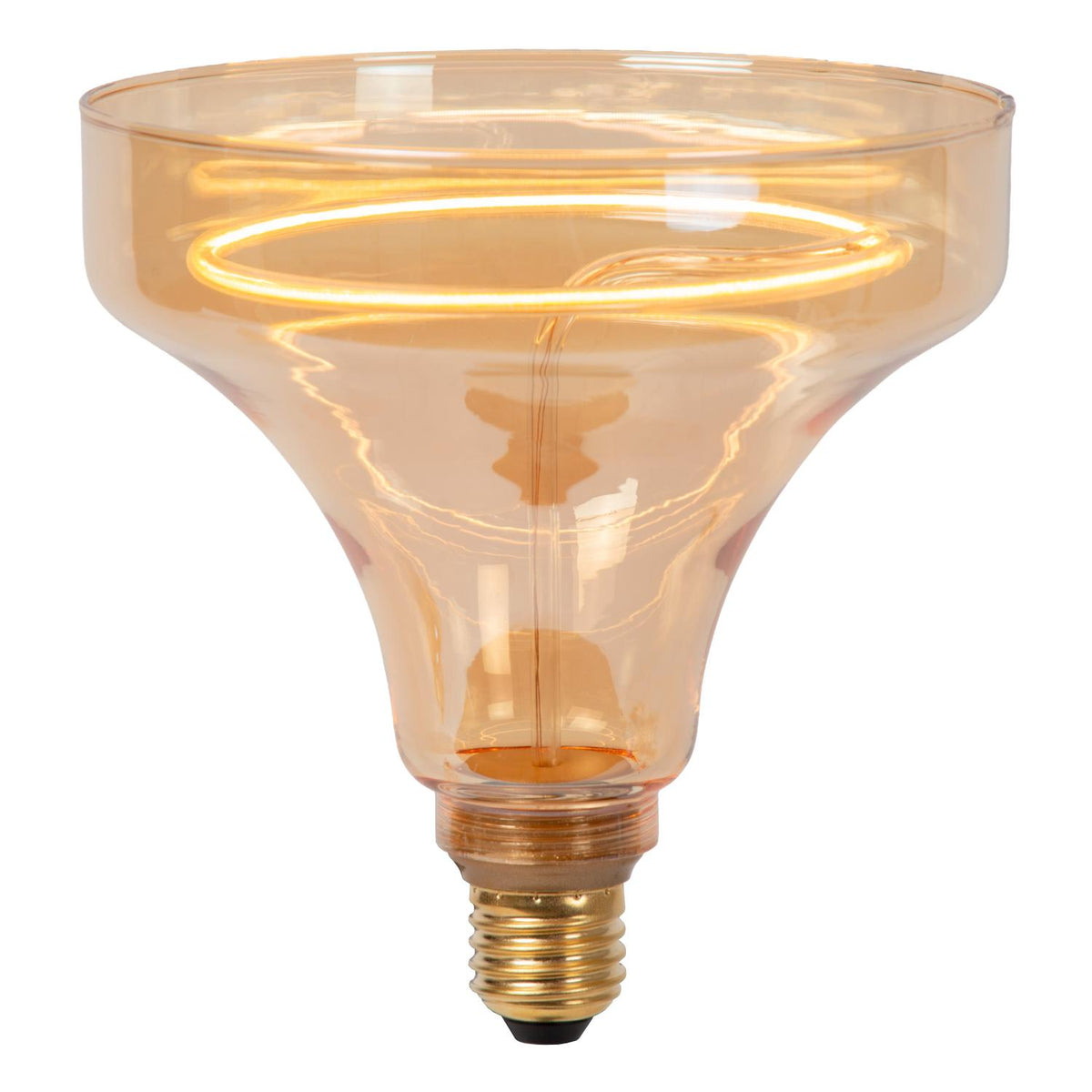 Lucide GO150 dimbare LED-filamentlamp E27 Ø 15 cm, 4 W, 2200 K, amber