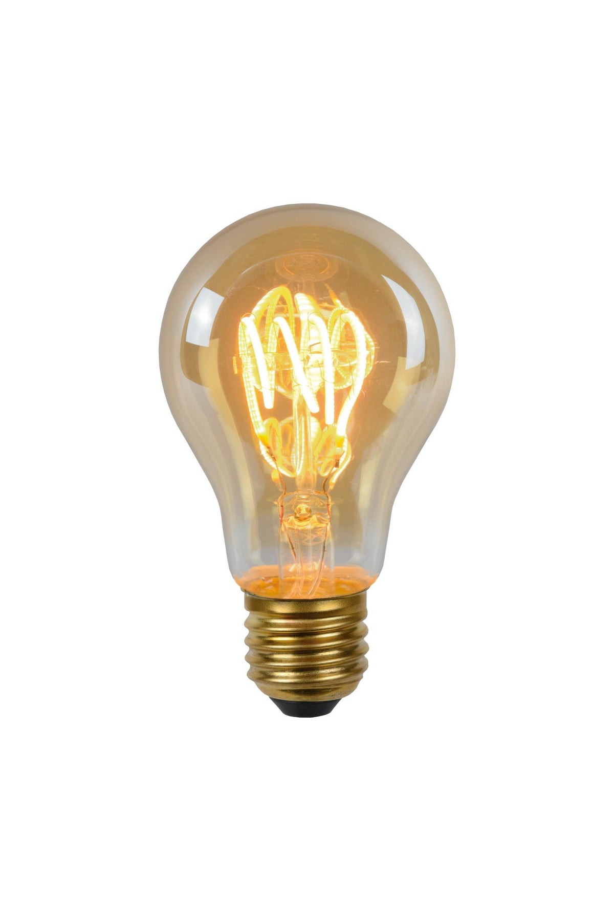 Lucide A60 dimbare LED-filamentlamp E27 Ø 6 cm, 4,9 W, 2200 K, amber