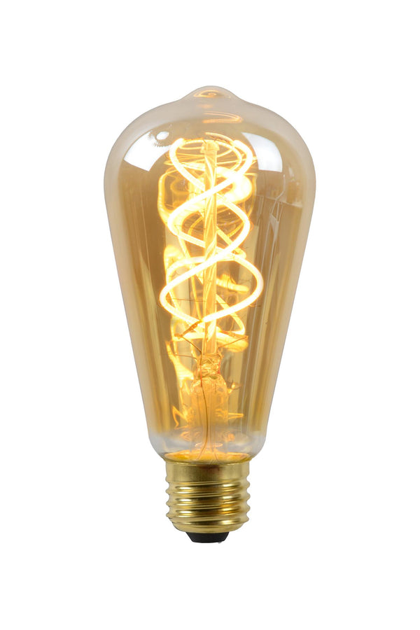 Lucide ST64 dimbare LED-filamentlamp E27 Ø 6,4 cm, 4,9 W, 2200 K, amber