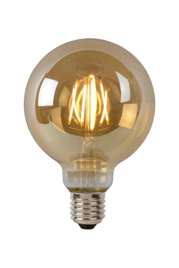 Lucide G95 dimbare LED-filamentlamp E27 Ø 9,5 cm, 5 W, 2700 K, amber