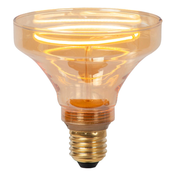 Lucide GO100 dimbare LED-filamentlamp E27 Ø 10 cm, 4 W, 2200 K, amber