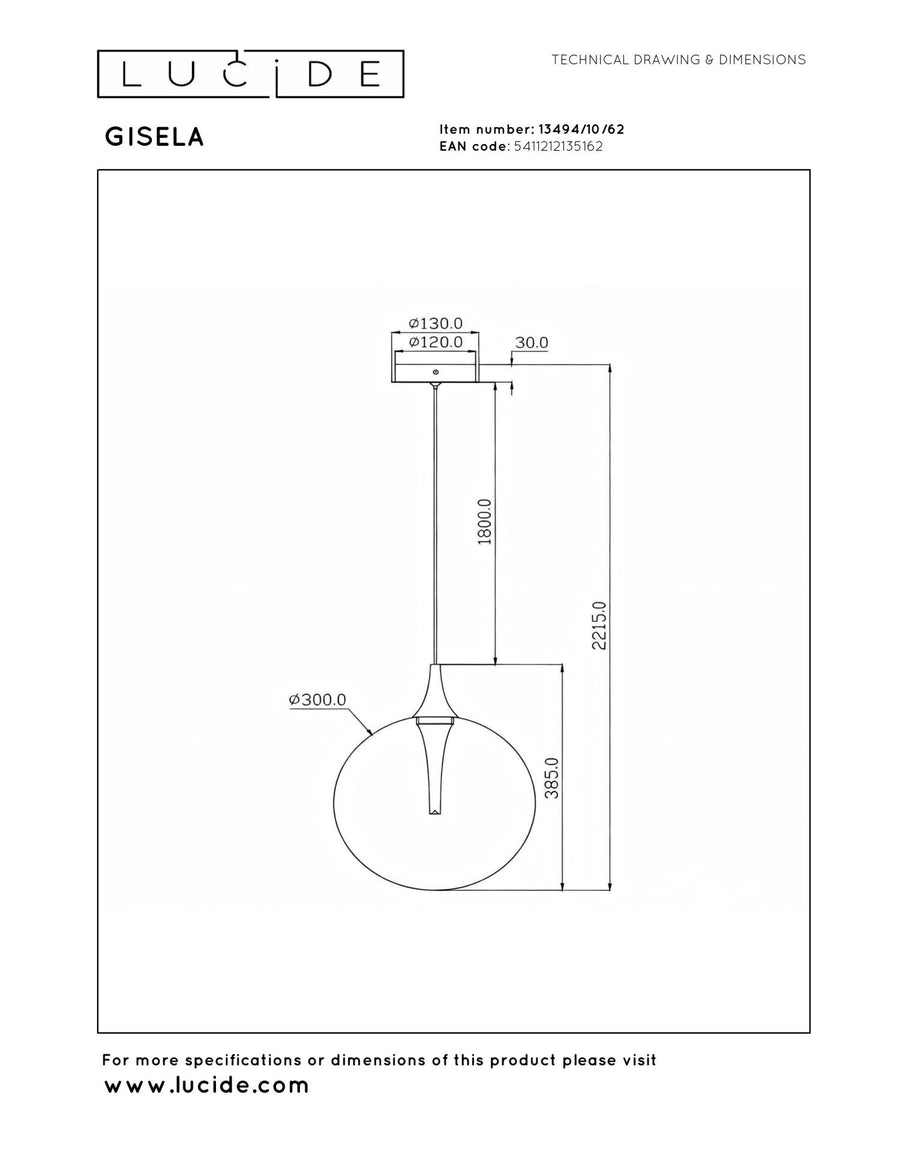 Lucide GISELA dimbare LED-hanglamp Ø 30 cm, 9,4 W, amber