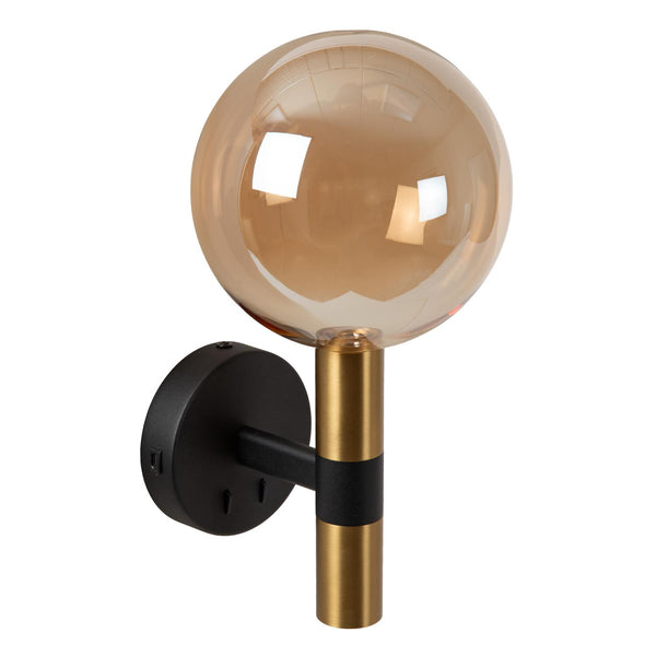 Lucide JOSIANE wandlamp Ø 18 cm, G9, met USB-poort, zwart
