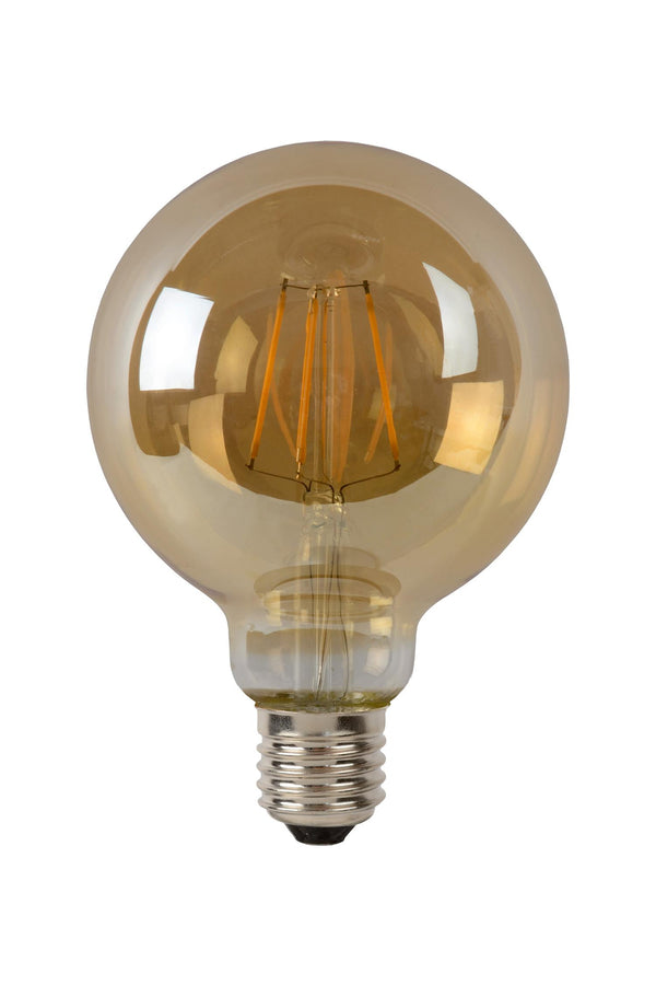 Lucide G95 dimbare LED-filamentlamp E27 Ø 9,5 cm, 5 W, 2700 K, amber