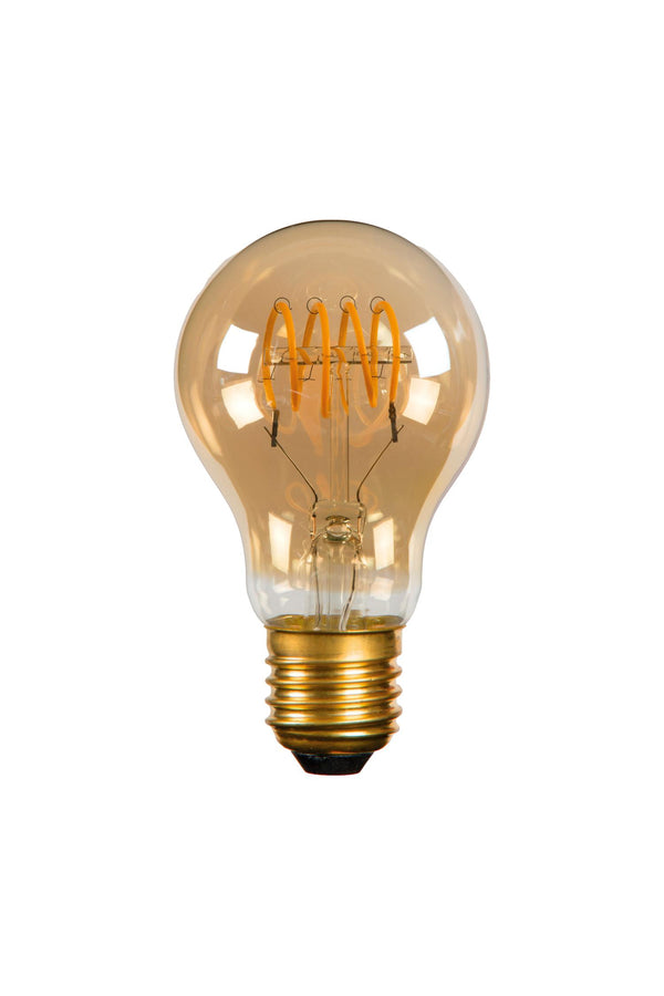 Lucide A60 dimbare LED-filamentlamp E27 Ø 6 cm, 4,9 W, 2200 K, amber