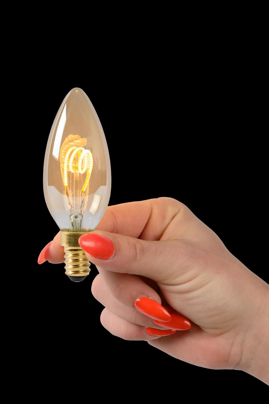 Lucide C35 dimbare LED-filamentlamp E14 Ø 3,5 cm, 3 W, 2200 K, amber