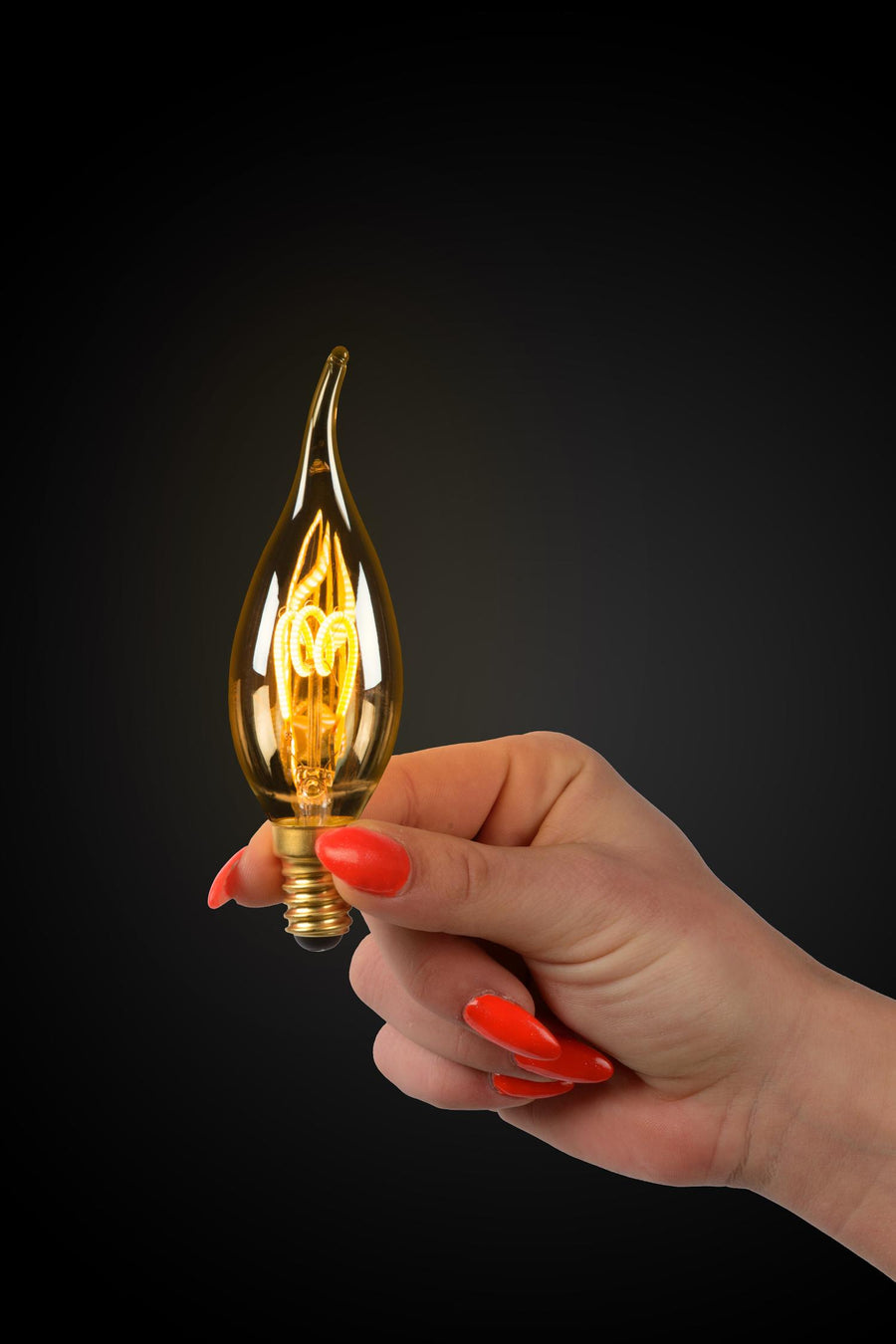 Lucide CT35 dimbare LED-filamentlamp E14 Ø 3,5 cm, 3 W, 2200 K, amber