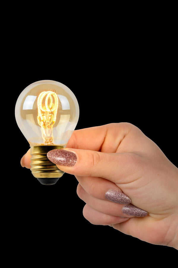 Lucide G45 dimbare LED-filamentlamp E27 Ø 4,5 cm, 3 W, 2200 K, amber