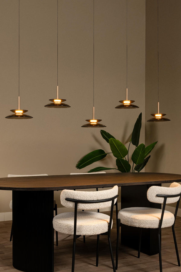 Lucide SANTIAGO dimbare LED-hanglamp 5 × 10 W, 2700–4000 K, amber