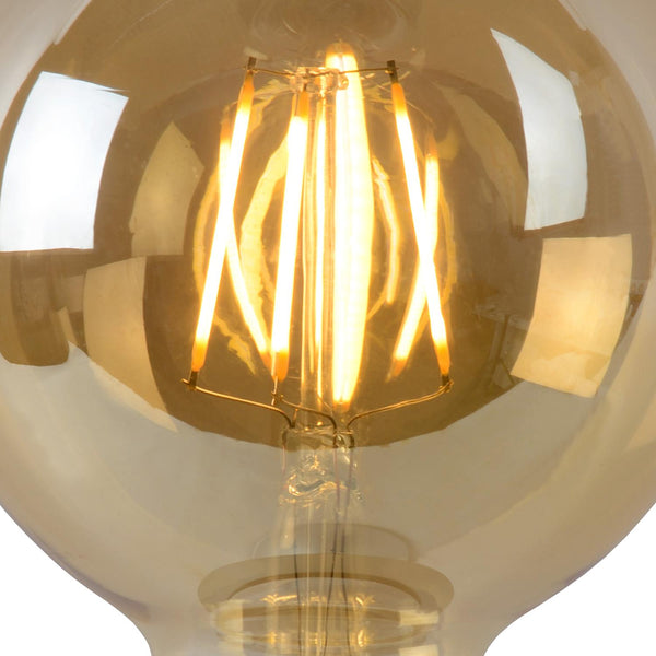 Lucide G95 dimbare LED-filamentlamp E27 Ø 9,5 cm, 5 W, 2700 K, amber