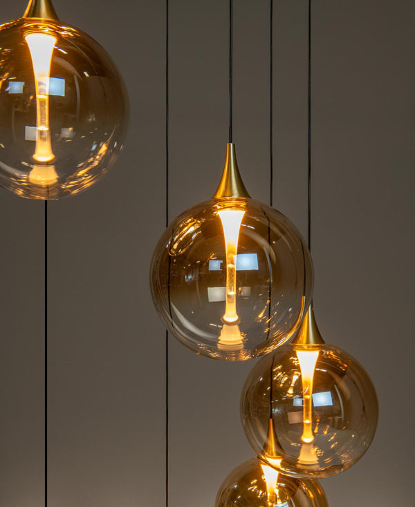 Lucide GISELA dimbare LED-hanglamp Ø 48 cm, 5 × 3,8 W, amber